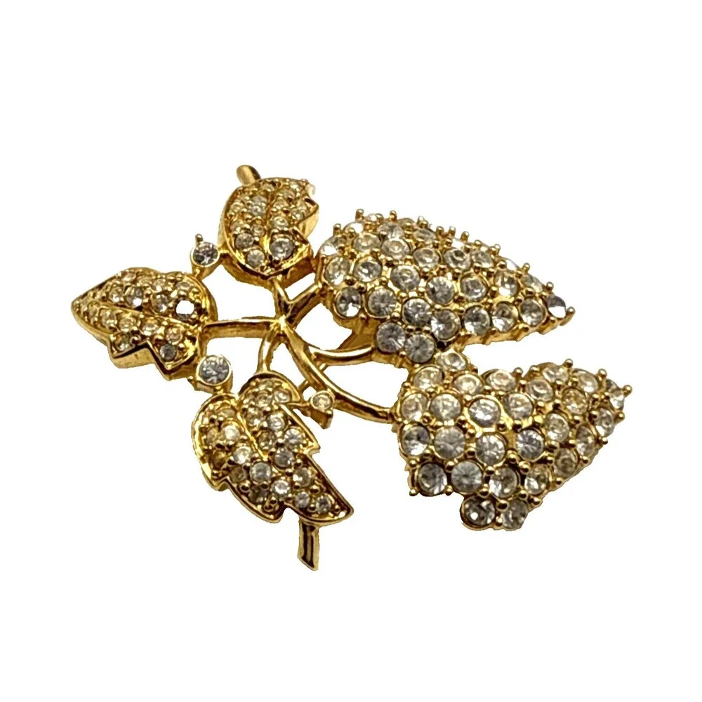 Vintage Clear Rhinestone Floral Cluster Brooch 2.5